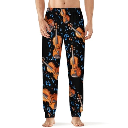 Orchestra Violin Player Music Men's Pajamas Pants Lightweight Sleep Lounge Pant Pjs Bottoms Casual Sleepwear