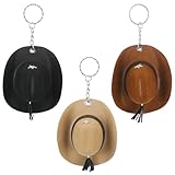 ASUNFO 3 Pcs Mini Cowboy Hat Keychain Western Cowgirl Hat Keychains Key Ring for Handbag Backpack Pendant 3 Colors