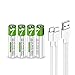 Produktbild Wiederaufladbarer USB-AAA-Lithium-Ionen-Akku, hohe Kapazität, 1,5 V, 750 mWh(500 mAh), 1 Stunde Schnellladung, 1200 Zyklen mit Typ-C-Kabel  4 Stück