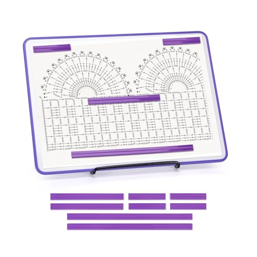 BABYSHEEP Knitting Pattern Holder with 8 Replacement Magnets Knitting Chart Keeper Magnetic Board Cross Stitch Supplies for Crochet 12.3 * 8.9inches (Purple)