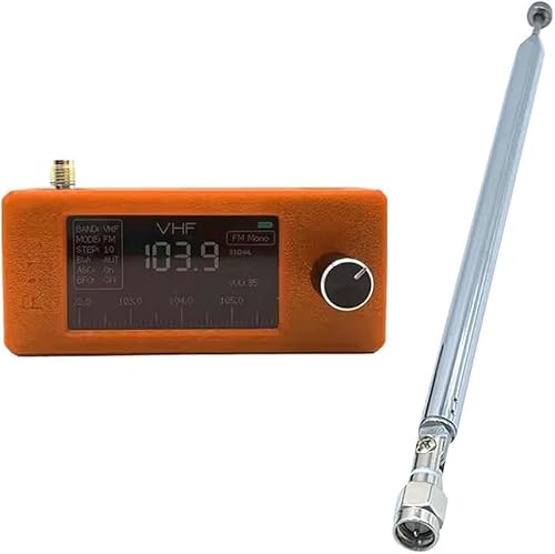 ポータブルDSPラジオ | 4.9インチ IPSスクリーン | 0.5-108MHz USB/LSB/AM/FM| 10時間以上のバッテリー | 頑丈な3D PETG キャンプ ハイキング 旅行用 (オレンジ伸縮アンテナ)