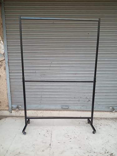 Image of UBS Metal(Mild Steel:MS) Garment Stand Cloth Rack,Stand Freestanding Foldable Double Rod Cloth Hanger Hanging stand Black color (6ft height x 4ft width)