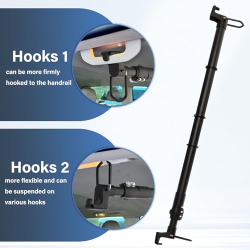 Clothes Rack for Car Travel, Car Clothes Hanger Bar Expandable 34-54inch strong load-bearing steel Suitable for RV Travel Road Trips Business Trips Keep Clothes Dry and Neat for RVs CARs TRUCKs VANs - Thumbnail 6