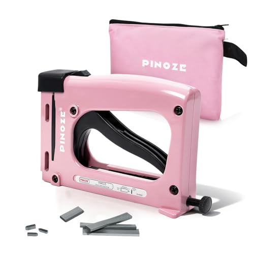 PINOZE Point Driver HM515 Manual Tool with 2000-Count Flexible Point Nails and Tool Pouch Picture Framing Tool for DIY Crafts Frame Point Driver Picture Frame Stapler/Nailer/Tacker (Pink)