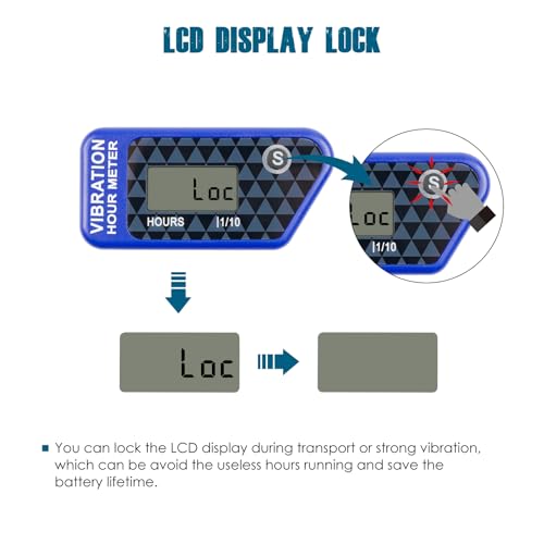 image for Runleader RL-HM016L Digital Vibration Activated Hour Meter, Cordless D