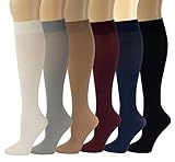 SUMONA 6 Pairs Women Opaque Stretchy Spandex Knee High Trouser Socks (9-11, 6 Pairs Assorted #3)