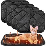 Picture of Clysee 4 Pack Self Heating Cat Pad Self Warming Dog Mat Reflects Body Heat Extra Warm Thermal Pet Pad Washable Dog Cat Bed Crate Bed Mat Blanket(Black,16 x 20 Inch)