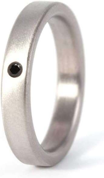 Women's titanium engagement ring with black diamond. Unique wedding band. Water resistant, very durable and hypoallergenic. (00002_4Dn)