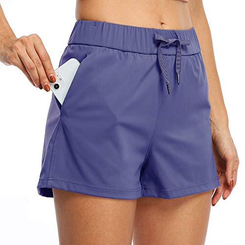 Willit Women s Yoga Lounge Shorts Hiking Active Running Workout Shorts Comfy Travel Casual Shorts with Pockets 2.5 Denim Blue M