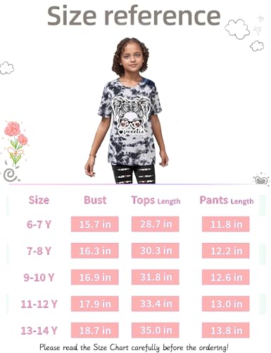 Image of Girls Clothes Short Sleeve Tie Dye Top Shorts and Pants 2PCS Girls Summer Outfits Size 6-16