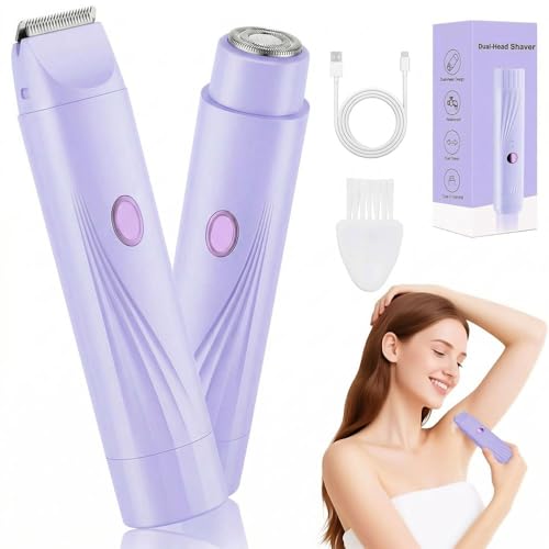 YiYunTE Rasoir Electrique Femme, 2 en 1 Tondeuse Femme Intime, Rechargeable Rasoir Électrique Avec Étanche, Humide/Sec Epilateur Tondeuse pour Bikini Visage...