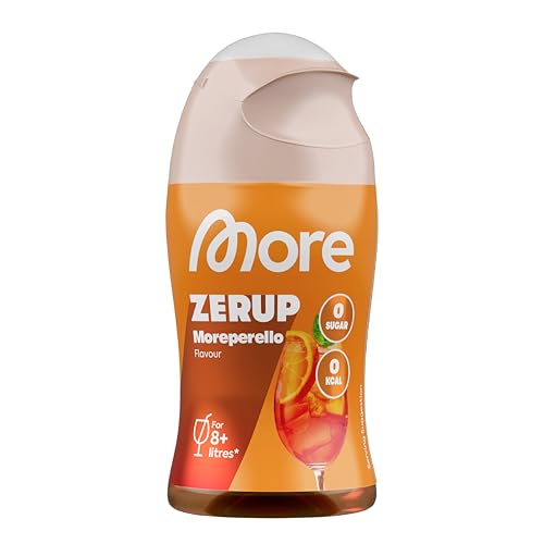 MORE Zerup Moreperello 65 ml für bis zu 8 l Fertiggetränk zuckerfreier Sirup mit u.a. echten Fruchtextrakten vegan zero Kalorien - made in Germany