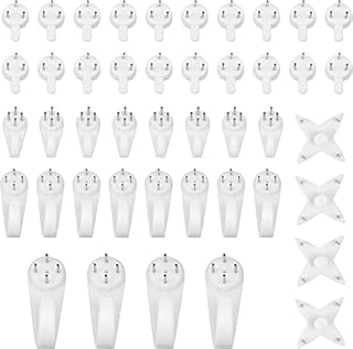 Henbula 44Pcs Invisible Nail Screws Plastic Non-Trace Wall Picture Hook Traceless Hardwall Drywall Photo Hook Art Painting Display Hangers for Picture Photo Frame Hanging, White