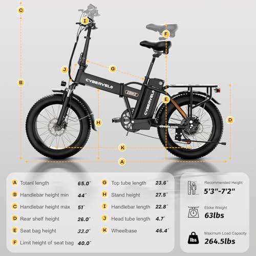 1000W Folding Electric Bike, 48V 20AH Large Removable