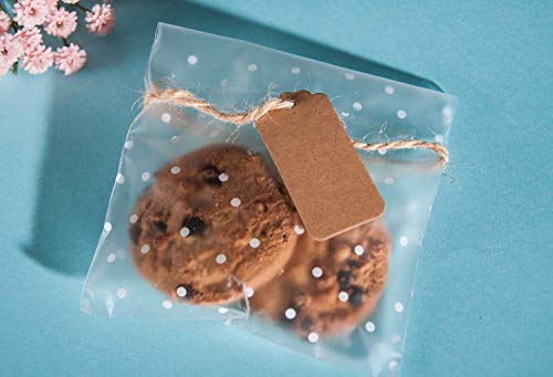 200 Pcs Self Adhesive Cookie Bags Cellophane Treat Bags Thank You Cookie Bags for Gift Giving with Stickers(4x4in)