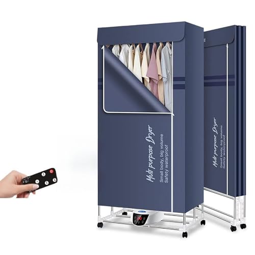 Secadora de ropa eléctrica plegable de 1300W con control remoto,tendedero portátil de 2 o 3 niveles,secadora de ropa con calefacción para viajes,apartamentos,autocaravanas y hogar(Three Layer, Blue)