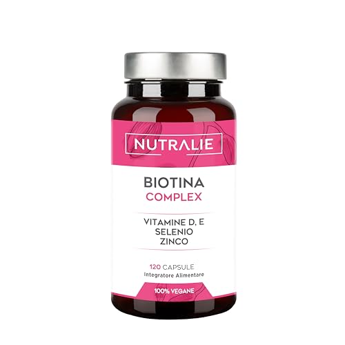 Nutralie Biotina 10000 mcg per Capelli, Unghie e Pelle - 120 Capsule Vegane