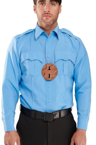 Image of Perfect Fit PF33 Seven Point Star Badge Holder, Tan Leather Belt Clip Badge Wallet with Chain Pocket, Fits Blackinton B447 and Compatible Seven Point Star Badges for Duty Carry, Made in USA