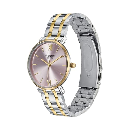Image of Sonata Poze 9 with Quartz Analog Pink Dial SS+IPG Strap Watch for Women - SP80183BM01W