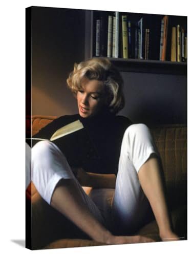 ART.COM Stretched Canvas Print Marilyn Monroe Reading at Home by Alfred Eisenstaedt, 24" x 32"