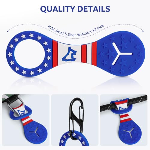 Image of 2 Pieces Dog Poop Bag Holder for Leash Waste Bag Carrier (Blue - American Flag)