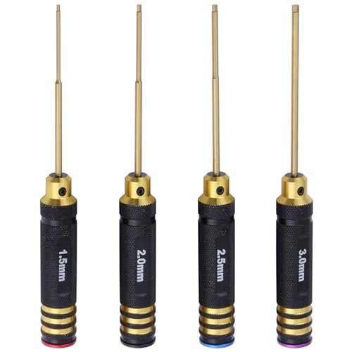 HobbyPark Titanium Hex Screw Driver Set 1.5mm 2.0mm 2.5mm 3.0mm Hexagon Screwdriver Wrench Tool Kit for Multi-Axis FPV Racing Drone RC Quadcopter Helicopter Car,4-Pack