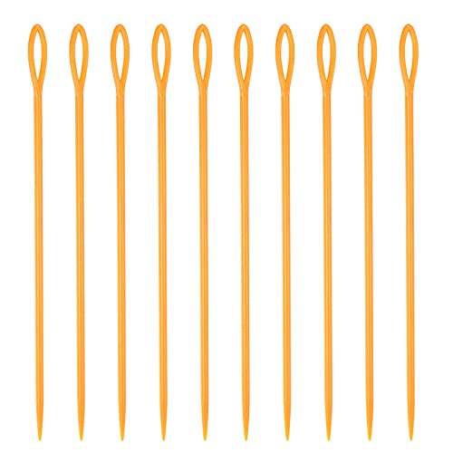 Image of HARFINGTON 20pcs Plastic Sewing Needles, 15cm Length Large Eye Blunt Needles Learning Needles for Sewing Handmade Crafts DIY Notions Stitching, Orange