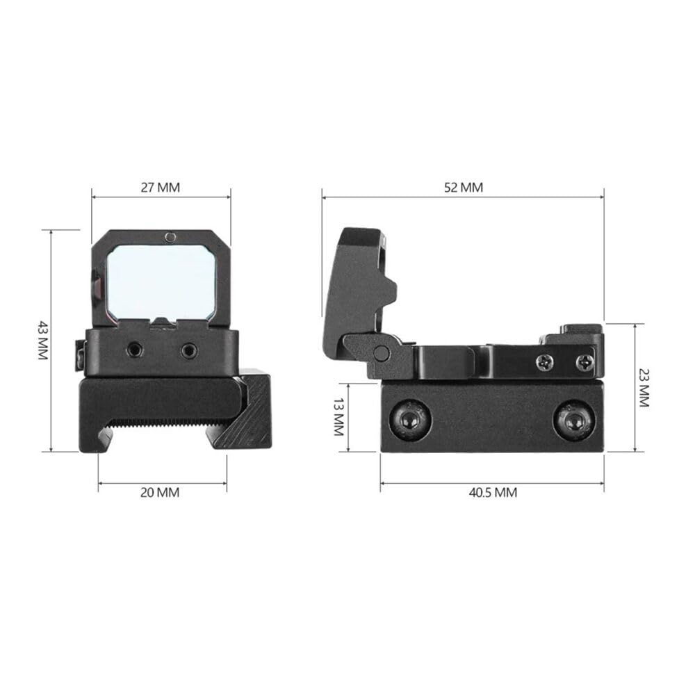 Compact Flip Up Folding Pistol Reflex Sight for 20mm Rail Rifle Scope Mounts Compatible with G17