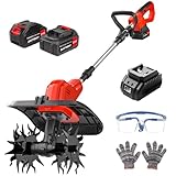 POGGT 21V Cordless Tiller for Gardening, 120Mins Runtime Rototiller, 11.8' Width...