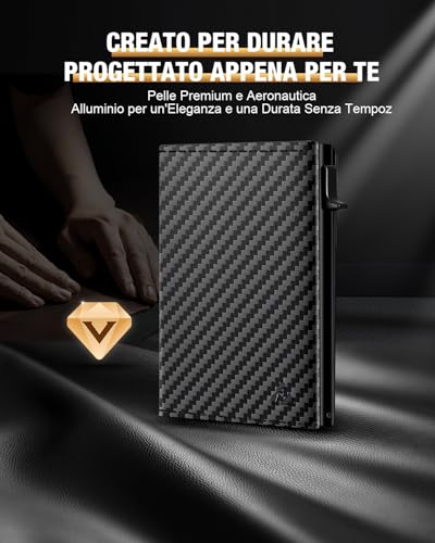 Portafoglio Uomo Slim, Porta Carte Di Credito Uomo Piccolo Con Chiusura Magnetica & Finestra Id & Protezione Rfid, Portacarte In Pelle Pop-Up Per 11 Carte, Porta Tessere Con Portamonete E Banconote - 8