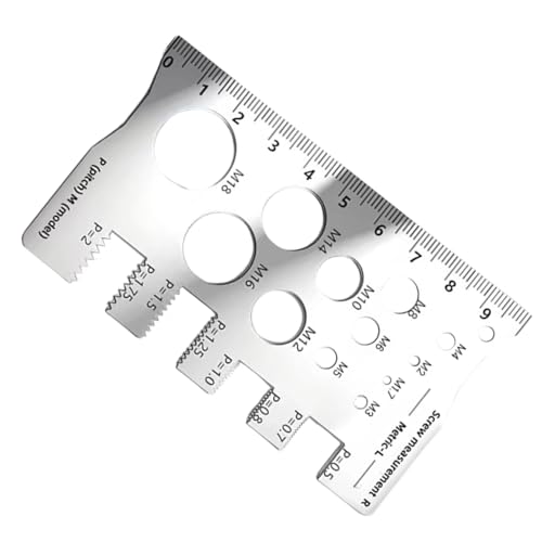 Calibrador De Tornillos,Regla De Tornillos En Acero Inoxidable - Herramienta de Lectura Clara para Carpintería, Mecánica, Taller, Automoción y Metalurgia