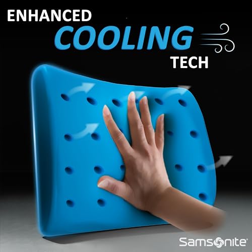 Image of Samsonite Memory Foam Lumbar Support Pillow for Office Chair, Gaming Chair, or Car-Ergonomic Back Cushion-Home Essentials for Sitting Comfort and Posture Relief Back Support with Cooling Gel, Grey