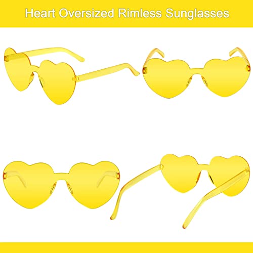 Image of 12 Pairs Heart Glasses Colorful Rimless Heart Shaped Sunglasses Love Glasses for Bachelorette Bride Party Favor