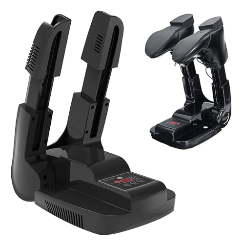 SKIKHN Secador de Zapatos Eléctrico, Botas Secadoras con Temporizador, Portátil Secador de Botas, Secador de Botas con Ozono, Diseño Plegable, Secado Rápido para Zapatos,Guantes, Calcetines (Negro-01)