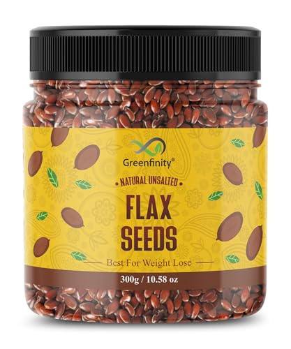 Image of GreenFinity Flax Seeds | Natural, Raw and Healthy Superfood | Rich in Omega-3, Dietary Fibre and Antioxidant | Alsi Beej for Digestion, Weight Loss, Immunity Booster, Smoothies, Baking, Snacks (300g)