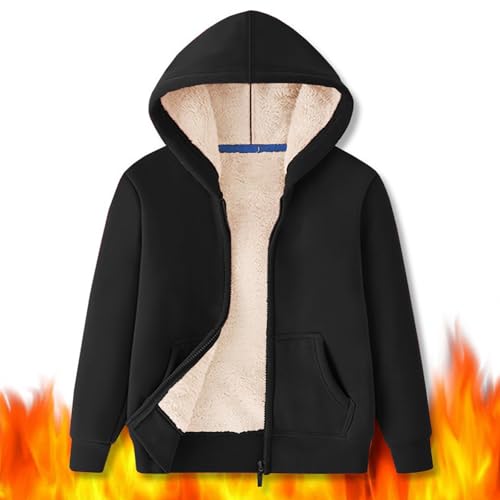 Boy's Girl's Sherpa Fleece Lined Jacket Zipper Fuzzy Fleece Hoodie Soft Thick Warm Winter Jacket Hooded Sweatshirt4