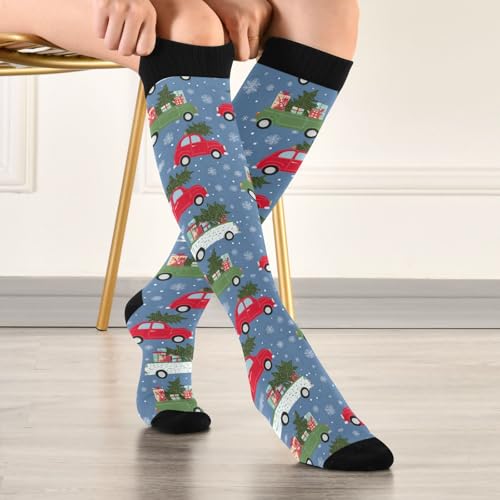 Image of SHJI Compression Socks for Women Sock Men Knee High Stockings for Running Athletic Hiking Cycling