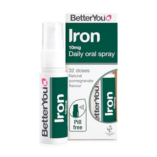 BetterYou Iron Supplement High Strength Iron 10 Liquid Oral Spray for Men and Women Fast-Acting to Support Energy & Immune System Gentle on Stomach Natural Pomegranate Flavor 25ml