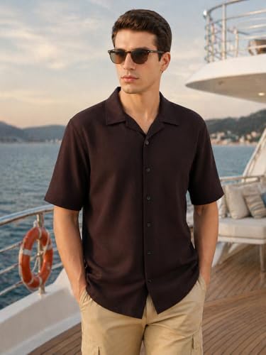 Image of Thomas Scott Men Premium Oversize Fit Casual Shirt | Short Sleeves | Camp Collar | Thai Crepe Polyester Fabric
