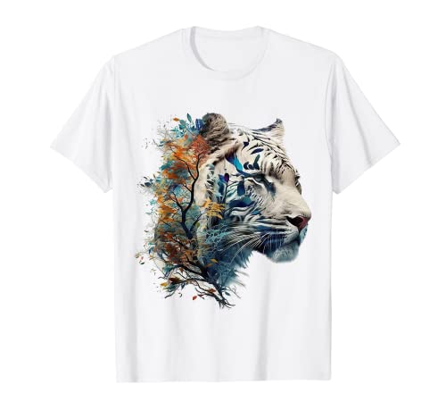 Tiger Art Animal Arbre Animal Tigre T-Shirt