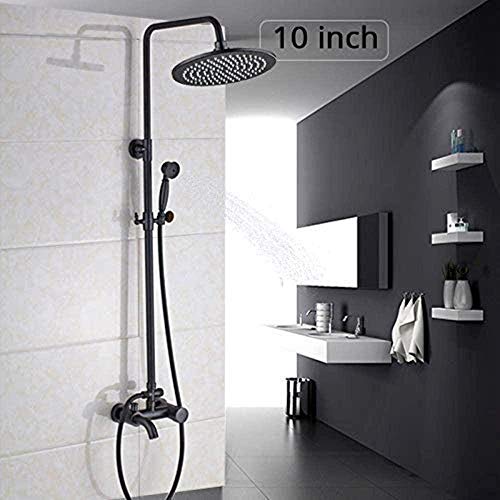 Mitigeur de douche effet pluie noir montage mural avec douchette à main - 5