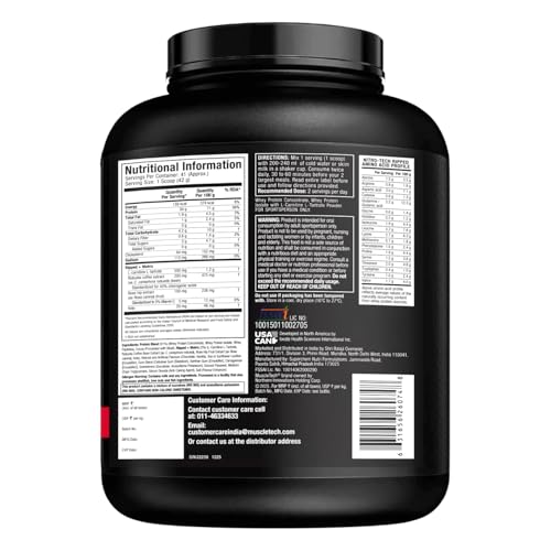 Image of MuscleTech Nitrotech Ripped,1.72 Kg (3.8Lbs),Chocolate Fudge Brownie,Low Fat Lean Whey Protein,+ Weight Management,30 G From Whey Protein,500 G (L-Carnitine & L-Tartrate),200 Mg C,41 Servings