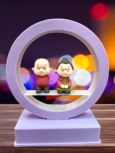 Image of AUGEN Plastic Led Light Old Couple Idol Statue Showpiece for Home Decor Decoration and Gifting (1 Piece, 9937C)