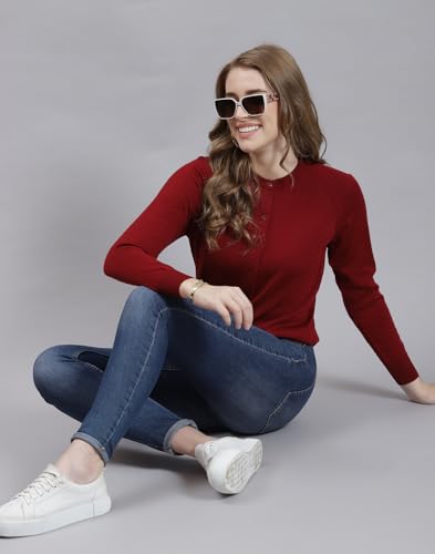 Image of Monte Carlo Women Regular Fit Full Sleeve Solid Round Neck Winter Cardigan (Pack of 1)