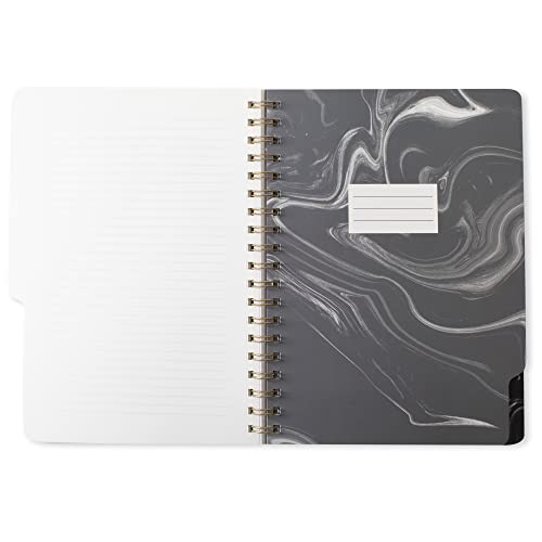 Fringe Studio Large Tab Notebook,"Marble Gray", Flexible Paperback Cover, College Ruled, 5 Subject/Die-Cut Dividers, Notebook, 7.25" X 10", 180 Lined Pages (343005), Multicolor