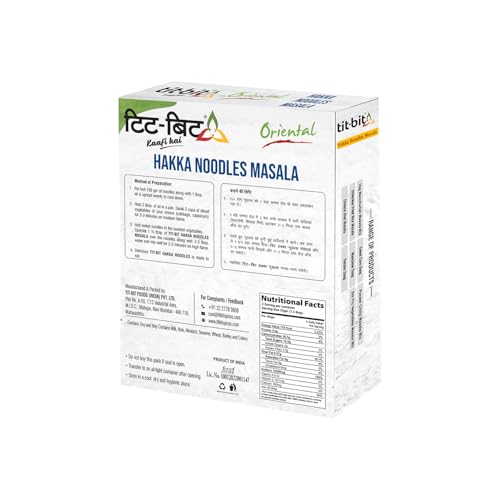 Image of Tit-Bit Noodles Masala Mix No Onion, No Garlic - Pack of 5 (250g). Perfect Magic Seasoning Mix for Tasty & Healthy Hakka Noodles Quick & Easy Cook in Minutes It is an All-in-One Multipurpose Seasoning