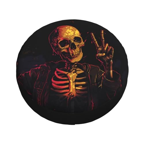 Image of Halloween Spare Tire Cover Skeleton Tire Cover Universal Wheel Protectors Wheel Covers for Rv Camper Travel Trailer SUV Truck 16 Inch