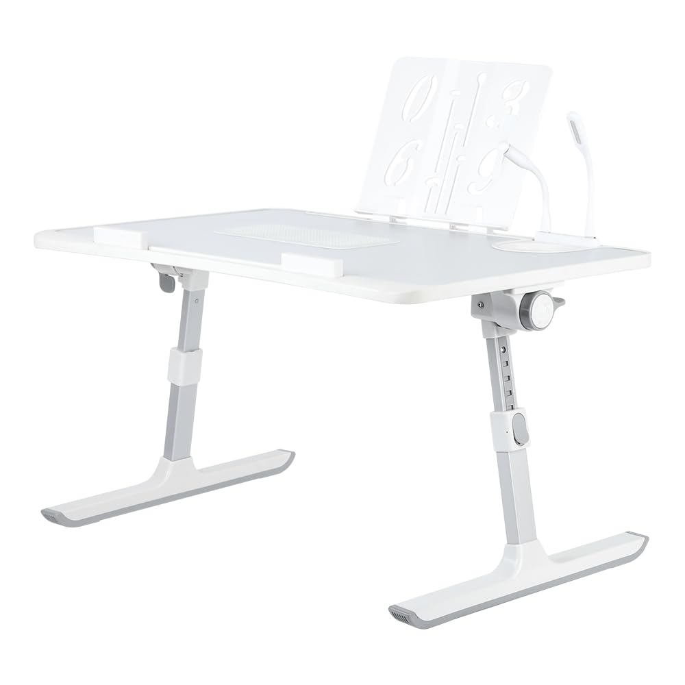 Huole - Mesa de cama, con 5 ángulos ajustables, para sofá, estudio, lectura y escritura, para ordenadores portátiles de hasta 17 pulgadas, Lapdesk plegable, -60 x 40 x 26 – 39 cm, color gris