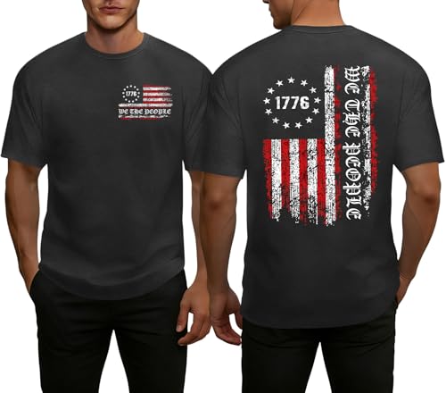 Image of Ithalt Men's American Flag Shirt 4th of July T-Shirt USA Patriotic Tee Shirt Independence Day Top