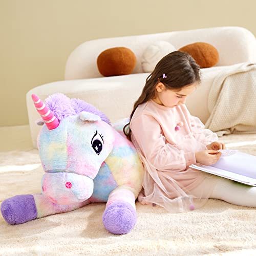 Ikasa Giant Unicorn Stuffed Animal Plush Toy,Large Cute Jumbo Soft Toys,Huge Big Size Plushy Fluffy Fat Oversized Plushie,Gifts For Kids Girls Boys Girlfriend (Multicolored, 43 Inches) #TOP5